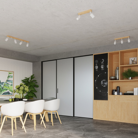 Lampa Sufitowa Oprawa Natynkowa SPOT TUBA Reflektor 4x GU10 Punktowa Ruchoma Tubularna Drewno Biała Nowoczesna Verdo Sollux