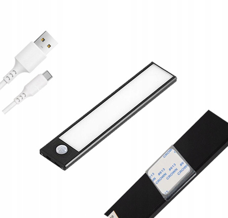 Lampka Podszafkowa LED Listwa Meblowa 1W 4500K 20cm z Czujnikiem Ruchu Czarna