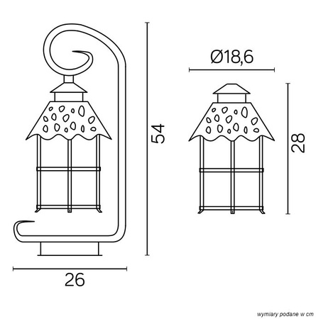 Lampa Ogrodowa Zewnętrzna Stojąca SŁUPEK Toledo K 4011/1/R E27 54cm Su-Ma