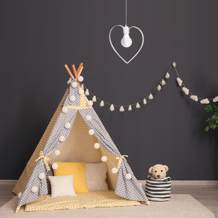 Lampa wisząca AMORE 1xE27 Serce Dziewczęca Delikatna Biała MLP9950 Milagro Metal