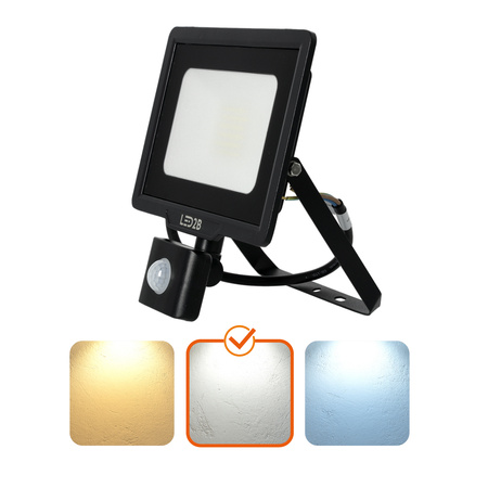 Naświetlacz LED Zewnętrzny Ogrodowy 30W 2550lm 4000K Neutralny 120° z Czujnikiem Ruchu i Zmierzchu IP65 Czarny MHC Kobi