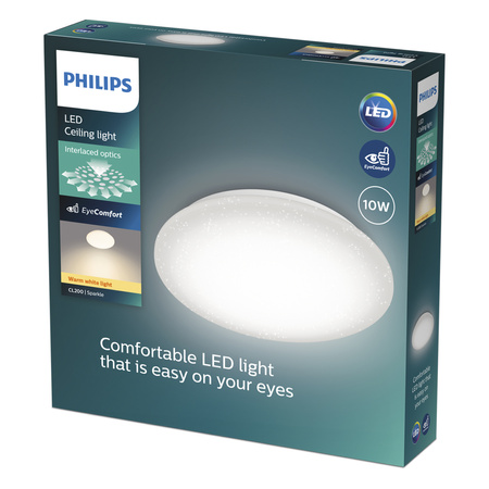 Lampa Sufitowa Plafon LED 10W 1000lm 2700K Ciepła Efekt Gwiazd Moire CL200 Philips