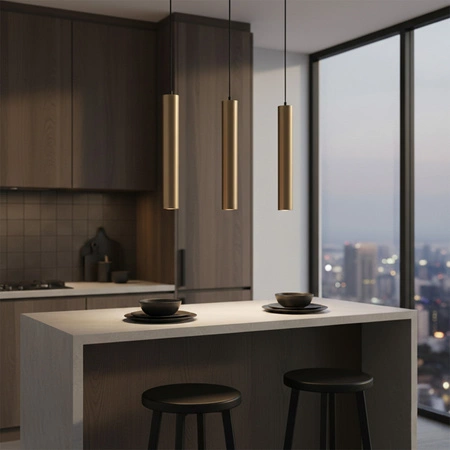 Lampa Sufitowa Wisząca Zwis 3x GU10 Złota LUNGOMARE Sanico Goldlux