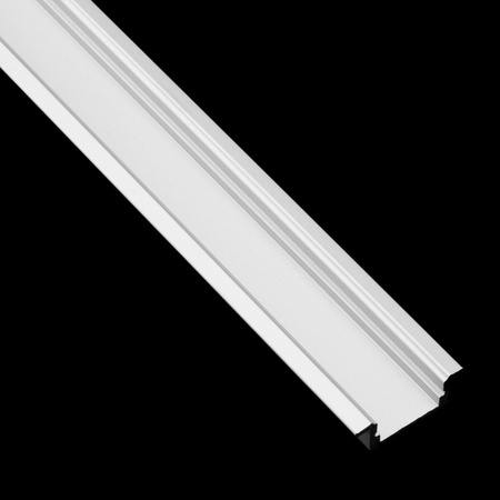 Profil Aluminiowy do LED KM39 Srebrny Wpuszczany 2m z Mlecznym Kloszem i Zaślepkami