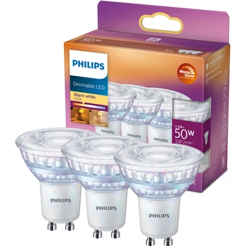 3x Żarówka LED GU10 Reflektor PAR16 3.8W = 50W 345lm 2200-2700K Ciepła CRI90 36° Ściemnialna WarmGlow Philips