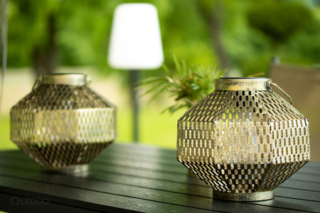 Lampa LED solarna Lampion ogrodowa filament LATARENKA wisząca metalowa miedziana