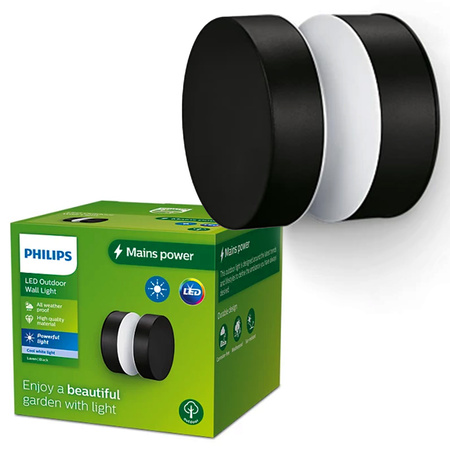 Kinkiet Ogrodowy Lampa Elewacyjna Zewnętrzna LED 6W 750lm 4000K Czarna Laven Philips