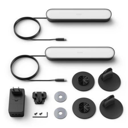 2x Lampka Biurkowa Podłużna LED 6.7W 500lm IP20 White and Color Ambiance RGB + TW Czarna 25cm Inteligentna SMART Zigbee Bluetooth Play Philips HUE