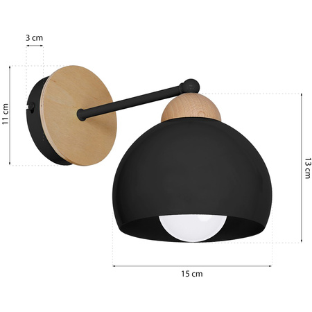 Kinkiet w stylu skandynawskim lampa ścienna MiLAGRO DAMA 1x E27 czarna Drewno + metal