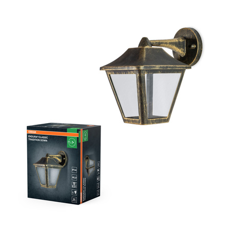 Kinkiet Ogrodowy Lampa Elewacyjna Zewnętrzna Latarnia E27 Czarny Złoty IP44 Endura Osram