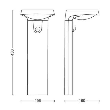 Lampa Ogrodowa Solarna Zewnętrzna SŁUPEK 40cm LED 1.2W 250lm 3000K IP44 z Czujnikiem Ruchu i Zmierzchu Tyla Ultra Efficient Philips