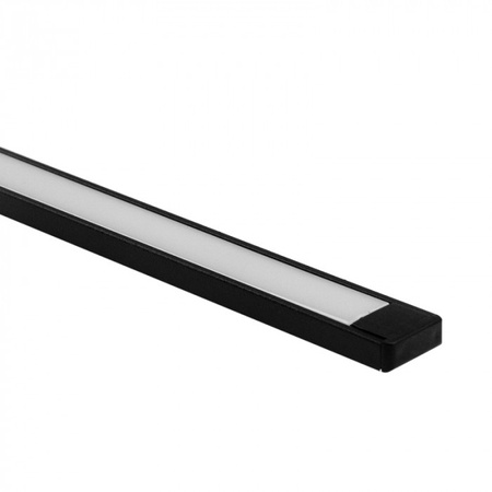 Profil Aluminiowy LED Natynkowy Czarny 1m z Kloszem Mlecznym do Taśm LED + Zaślepki seria N Ecolight