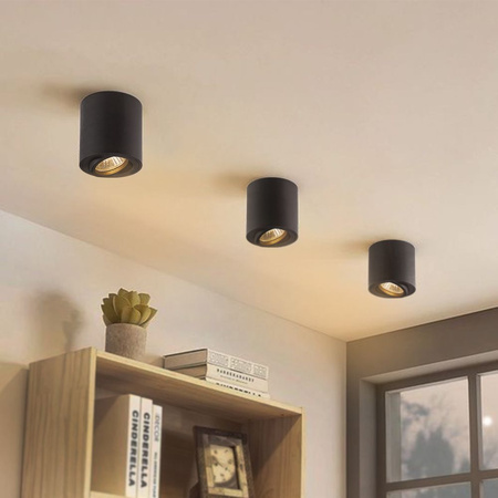 Oprawa Natynkowa HALOGENOWA SPOT Lampa Sufitowa 1x GU10 Ruchoma Czarna Videx