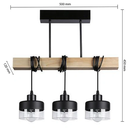 Lampa Sufitowa Oprawa Wisząca 3x E27 Czarna Brązowa Stark Masterled