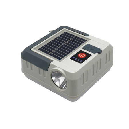 Lampa Solarna Kempingowa 1W 100lm 8000lmK Zimna Szara IPX4 z Czujnikiem Zmierzchu Sanico Goldlux