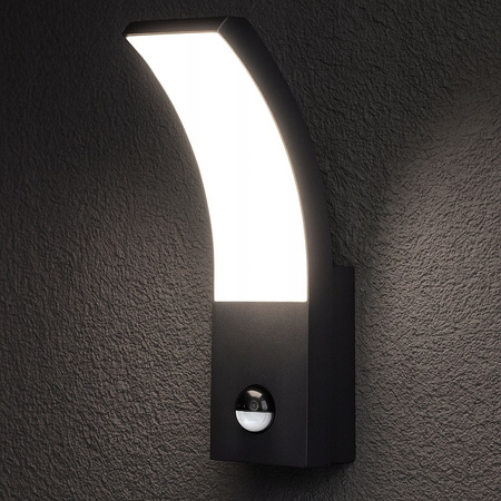 Kinkiet Ogrodowy Elewacyjny Lampa Zewnętrzna LED 9W 4000K IP54 z Czujnikiem Ruchu i Zmierzchu