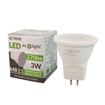 Żarówka LED MR11 3W 270lm 3000K Ciepła 120° 12V ECOLIGHT