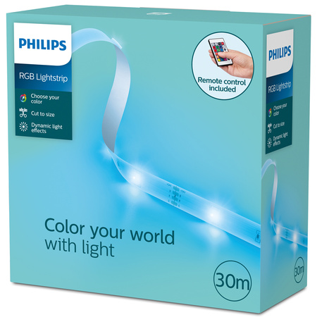 Pasek LED Taśma RGB 30m Ściemniana Wielokolorowa Pilot Philips