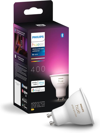 Żarówka LED GU10 Reflektor 4.2W = 50W 400lm 2000-6500K CCT + RGB SMART Inteligentna Bluetooth ZigBee White and Color Ambiance Philips HUE