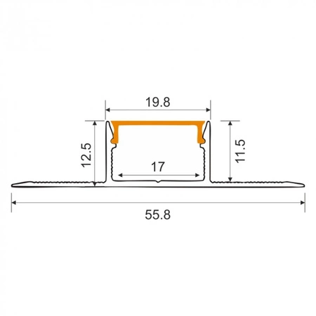 Profil Aluminiowy LED do Płyt GK Gipsowych REGIPS Szeroki Podpłytkowy do Glazury Anodowany 1m z Kloszem Mlecznym do Taśm LED + Zaślepki seria GNS Ecolight