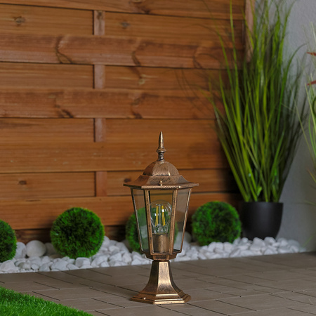 Lampa Ogrodowa Zewnętrzna E27 SŁUPEK LATARNIA 39cm Patyna BELLIS LUMILED