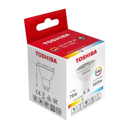 Żarówka LED GU10 7W = 76W 560lm 4000K Neutralna Reflektor Punktowy TOSHIBA