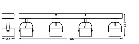 Lampa Sufitowa Ścienna LED Reflektor 4-Punktowy Dekoracyjny Ozdobny 22W Srebrny LEDVANCE