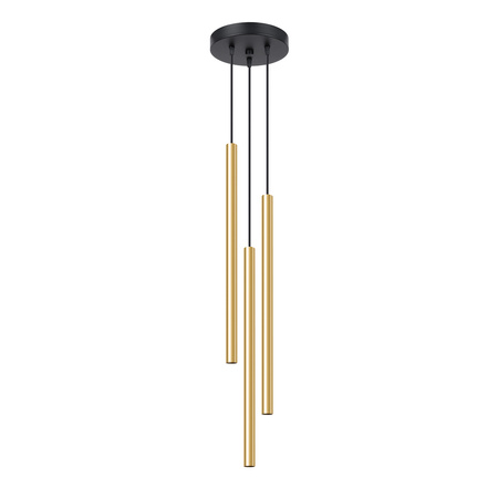 Lampa Sufitowa Wisząca Zwis 3x G9 Tuba Żyrandol Tubularna Złota Połysk Nowoczesna Pastelo Sollux