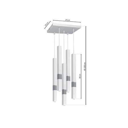 Lampa wisząca CASTRO 5xG9 Minimalistyczna Biała Chrom MLP6561 Milagro Metal