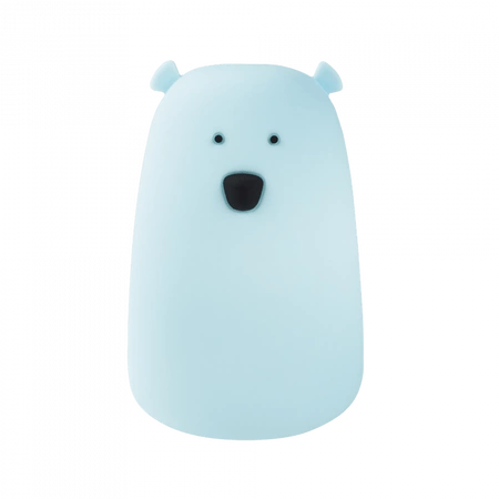 Lampka Nocna Dziecięca LED 0.4W 3000K Ciepła + Wielokolorowa RGB USB Akumulatorowa 1200mAh Niebieska + Pilot DUŻY MIŚ MARY'S