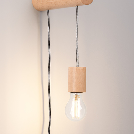 Lampa Ścienna Zwis 1x E27 Naturalne Drewno Biała Nimbi Peach Puff SL.1644 Sollux