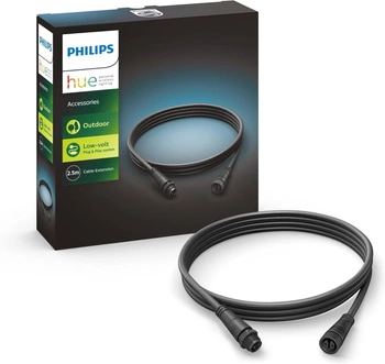 Kabel Przedłużający 2.5m Zewnętrzny IP67 Czarny Outdoor LowVolt Accessory Philips HUE