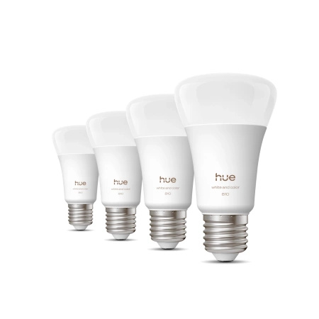4x Żarówka LED E27 A60 6W = 60W 810lm 1800-20000K CCT + RGB SMART Inteligentna Bluetooth ZigBee White and Color Ambiance Philips HUE