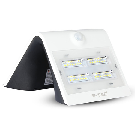 Lampa LED 3W Solarna Ścienna 4000K+3000K Z czujnikiem ruchu Biały + Czarny VT-767-2 V-TAC