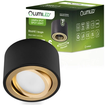 Oprawa Natynkowa HALOGENOWA Spot Tuba Ruchoma Okrągła Czarno-Złota 50mm AMAT-S LUMILED