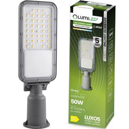 Lampa Uliczna LED LUXOS Przemysłowa Oprawa Drogowa 50W 7000lm 4000K IP65 Advanced Lighting Series LUMILED