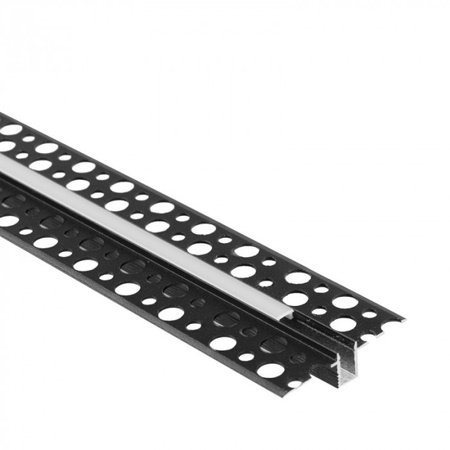 Profil Aluminiowy LED do Płyt GK Gipsowych REGIPS Wpuszczany Podtynkowy Czarny 2m z Kloszem Mlecznym do Taśm LED + Zaślepki seria GPW Ecolight