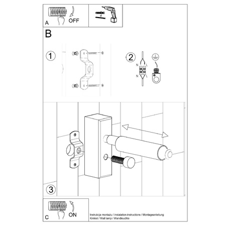 Lampa Ścienna Oprawa Natynkowa Kinkiet G9 SPOT TUBA Reflektor Tubularna Czarna Nowoczesna Eyetech Sollux