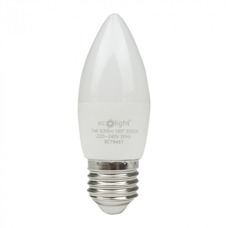 Żarówka LED Świeczka B37 E27 7W 630lm 3000K Ciepła Ecolight