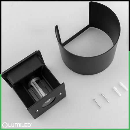 Kinkiet Ogrodowy Elewacyjny LED G9 Regulowany Okrągły Góra Dół Czarny PYXIS LUMILED