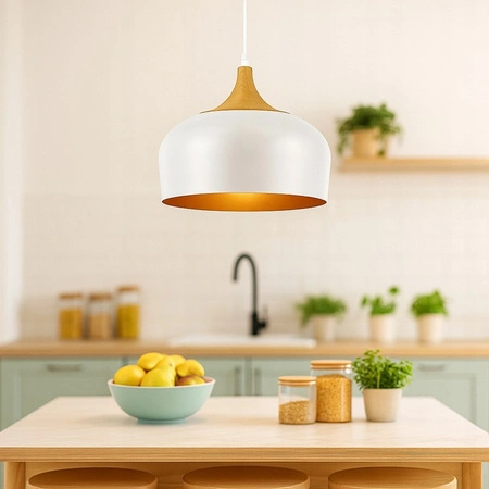 Lampa Sufitowa Oprawa Wisząca Zwis E27 Biała Złota Brązowa Lumina Masterled