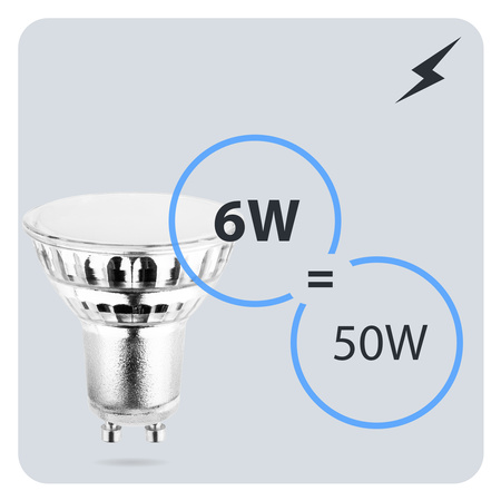 Zestaw 10x Żarówka LED GU10 6W = 50W 580lm 4000K Neutralna 120° Szklana LUMILED