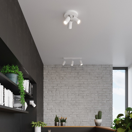 Lampa Sufitowa Oprawa Natynkowa SPOT TUBA Reflektor 3x GU10 Ruchoma Tubularna Biała Nowoczesna Ring Sollux