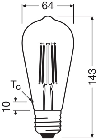 Żarówka LED ST64 E27 3.8W = 60W 806lm 4000K Neutralna 330° Filament CLASSIC ENERGY EFFICIENCY Osram