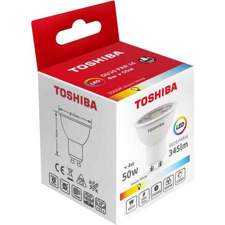 Żarówka LED Halogen GU10 4W = 50W 345lm 3000K Ciepła Reflektor Punktowy TOSHIBA
