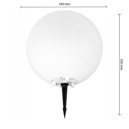 Lampa Ogrodowa Wbijana Zewnętrzna E27 Biała KULA Świetlna 35cm 230V