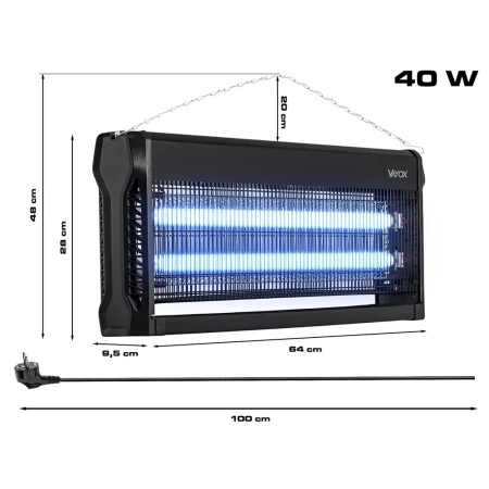 Lampa Owadobójcza Pułapka Elektryczna 180m2 40W na Muchy Komary Owady VAYOX