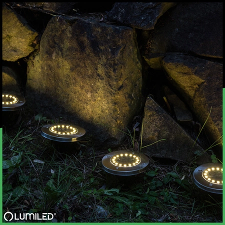 Zestaw 6x Lampki Solarne Ogrodowe LED HELIS Wbijane Dyski Dogruntowe 4000K IP44 LUMILED