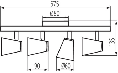 Oprawa lampa sufitowa ENALI 4xGU10 czarna 68cm Kanlux