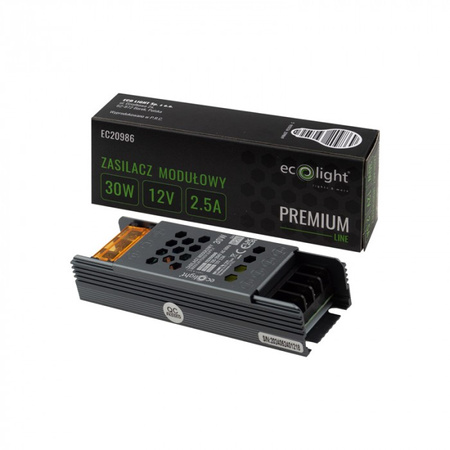 Zasilacz Modułowy do Taśm LED SLIM 30W 12V 2.5A IP20 PREMIUM Ecolight
